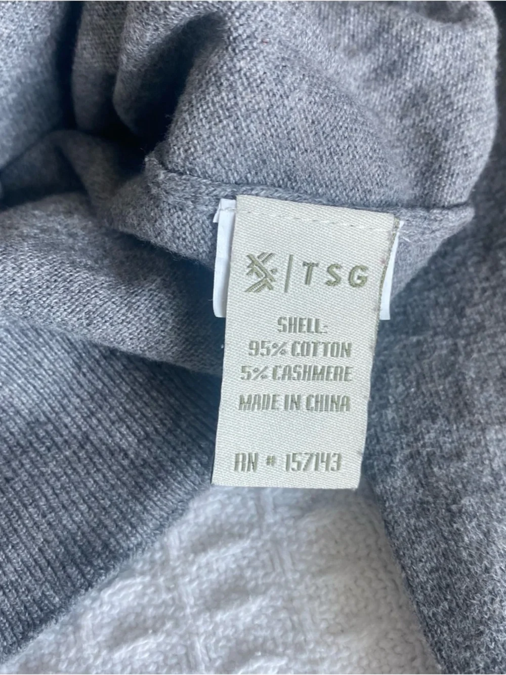TSG Gray Quarter-Zip cotton cashmere Sweater size medium